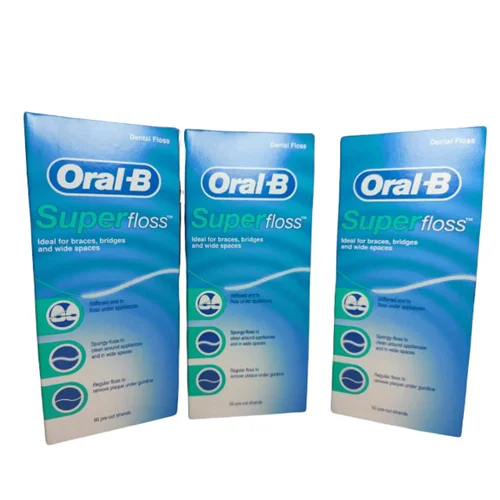 نخ دندان رشته ای سوپر فلاس اورال بی ۵۰ عددی Oral-B Super Floss For Bracket And Bridge 50 Pcs